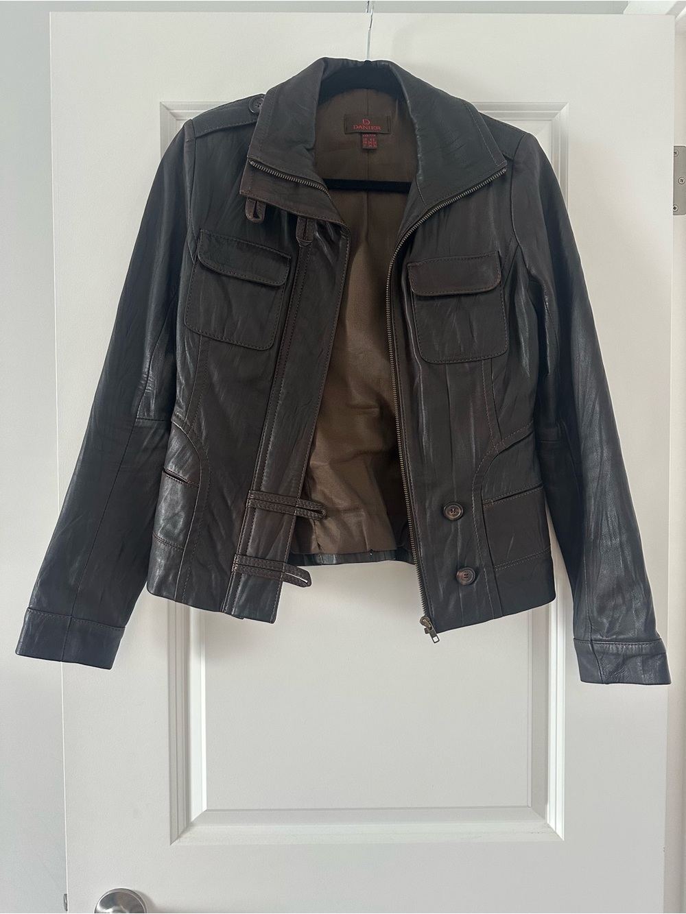 Danier Genuine Leather Jacket – Dark Brown – XXS